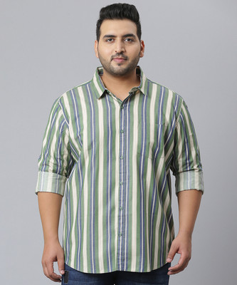 Instafab Plus Men Solid Casual Green Shirt