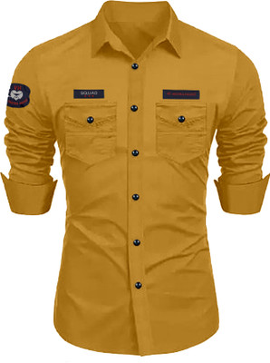 SHREE VASTRAHOUSE Men Solid Casual Yellow Shirt