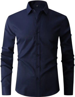 KALP CRAZE Men Solid Casual Dark Blue Shirt