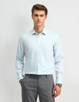 ARROW Men Self Design Formal Green Shirt