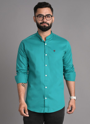 FUBAR Men Solid Casual Light Green Shirt