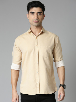 METRONAUT Men Solid Casual Beige Shirt
