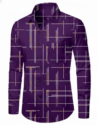 Rudraay Enterprise Men Printed Casual Purple, White, Gold Shirt
