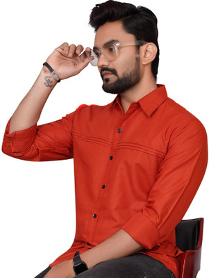 GLOBAL NOMAD Men Solid Casual Red Shirt