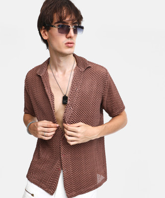 CAMPUS SUTRA Men Self Design Casual Brown Shirt