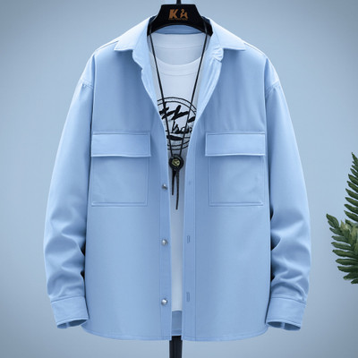 Asta Moda Men Solid Casual Light Blue Shirt