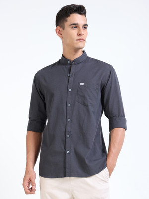 U.S. Pitchers Men Solid Casual Grey Shirt