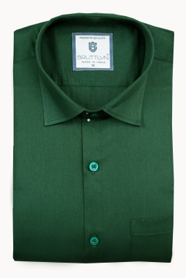 Bruttlyn Men Solid Casual Dark Green Shirt