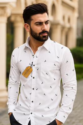GOYANIENTRPRS Men Printed Casual White Shirt