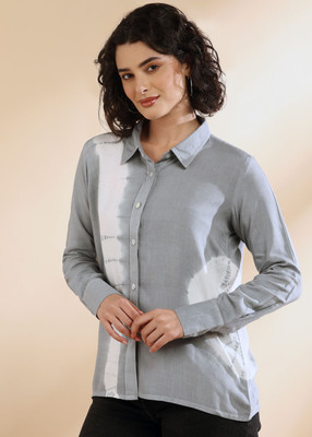 CORSICA Women Dyed/Ombre Casual Grey Shirt