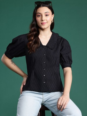 Dressberry Women Self Design Casual Black Shirt