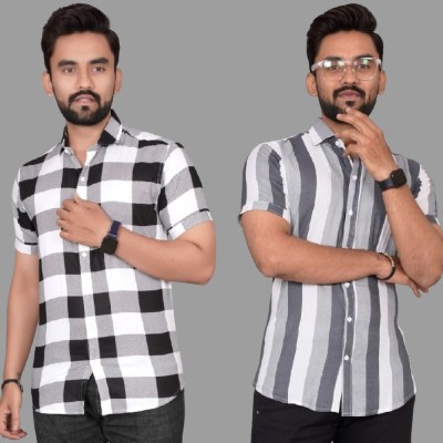 METRONAUT Men Checkered Casual Multicolor Shirt(Pack of 2)