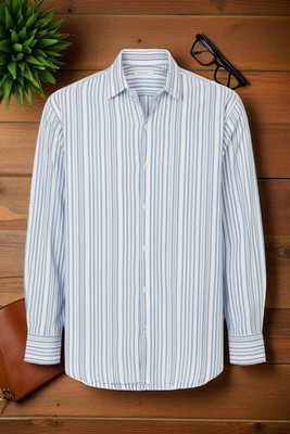 Aarna Enterprise Men Self Design Casual White, Blue Shirt