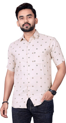 BOUGHT FIRST Men Printed Casual Orange, Multicolor Shirt
