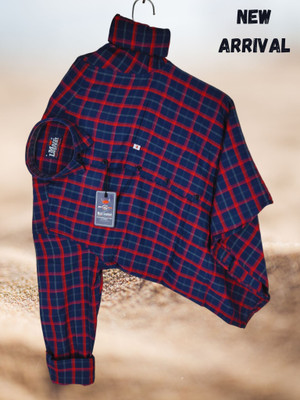 Marc Laurent Men Checkered Casual Red, Dark Blue Shirt