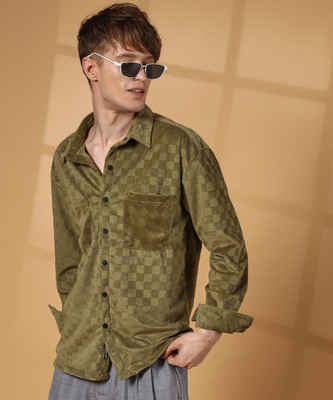 CAMPUS SUTRA Men Solid Casual Green Shirt