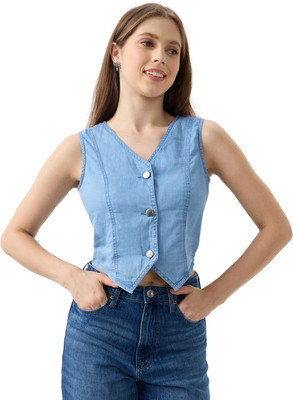 Spykar Women Solid Casual Blue Shirt