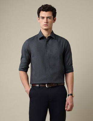 ARROW Men Printed Formal Green Shirt