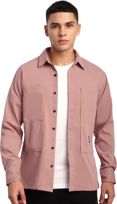 BEYOUNG Men Solid Casual Pink Shirt