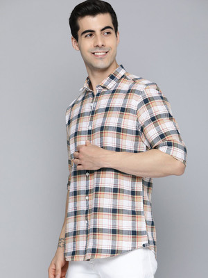 Mast & Harbour Men Checkered Casual Brown Shirt