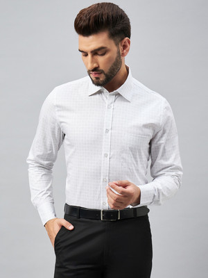 MUTAQINOTI Men Printed Formal White Shirt