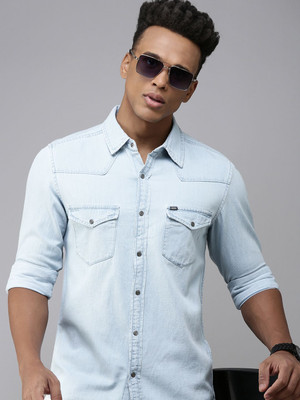 Spykar Men Solid Casual Blue Shirt