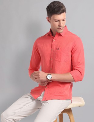 AD by Arvind Men Solid Casual Orange Shirt