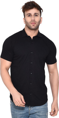 HouseOfCommon Men Self Design Casual Black Shirt