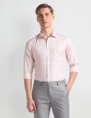 ARROW Men Self Design Formal Pink, White Shirt