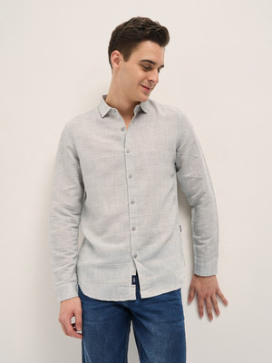 THE BEAR HOUSE Men Striped Casual Grey Shirt
