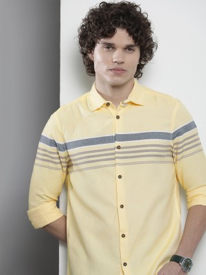 The Indian Garage Co. Men Striped Casual Yellow Shirt