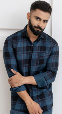 Surhi Men Checkered Casual Grey Shirt
