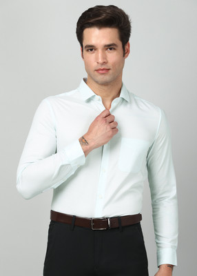 PETER ENGLAND Men Self Design Formal Light Green Shirt