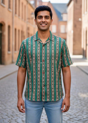 SHREELAXMI collection Men Self Design Casual Green, Grey Shirt