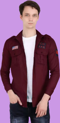 Super Waston Men Solid Casual Maroon Shirt