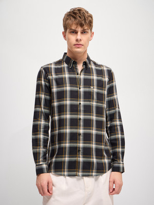 THE BEAR HOUSE Men Checkered Casual Black Shirt