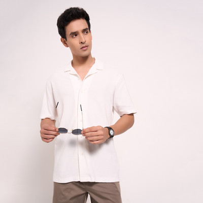 Peregrine by Pantaloons Men Solid Casual White Shirt