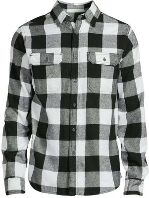 NWB creation Men Checkered Casual White, Black Shirt