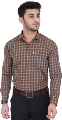 Arthz Fashion Trend Men Checkered Casual Khaki Shirt