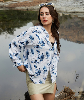 CAMPUS SUTRA Women Striped Casual Blue, White Shirt
