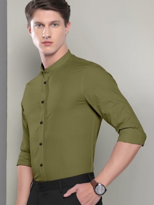 HouseOfCommon Men Solid Casual Green Shirt