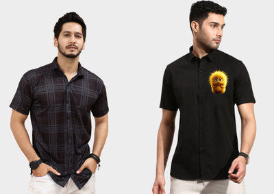 DADA IMPEX Men Striped Casual Black Shirt(Pack of 2)