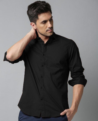 Vilantra Collection Men Solid Casual Black Shirt