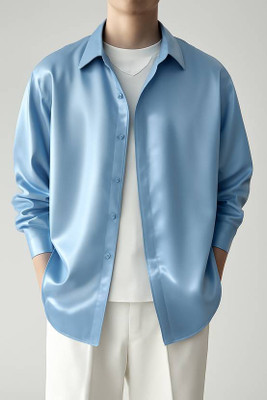 SATADHAR ENTERPRISE Men Solid Casual Light Blue Shirt