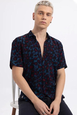 TIGERSNAKE Men Printed Casual Black, Blue Shirt