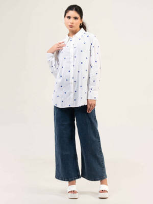 Urban Sundari Women Printed Casual White Shirt