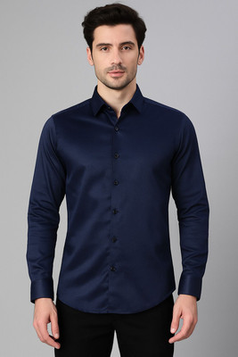 clinch fashion Men Self Design Casual Dark Blue Shirt