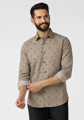 MAHITAG Men Printed Casual Cream Shirt