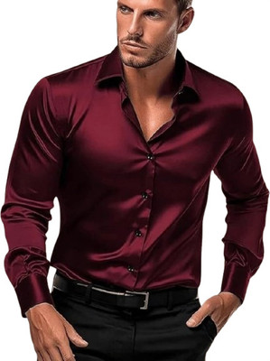 Mahek Fashion Men Solid Formal Maroon Shirt