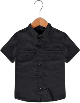 ZOONIC Boys Solid Casual Black Shirt